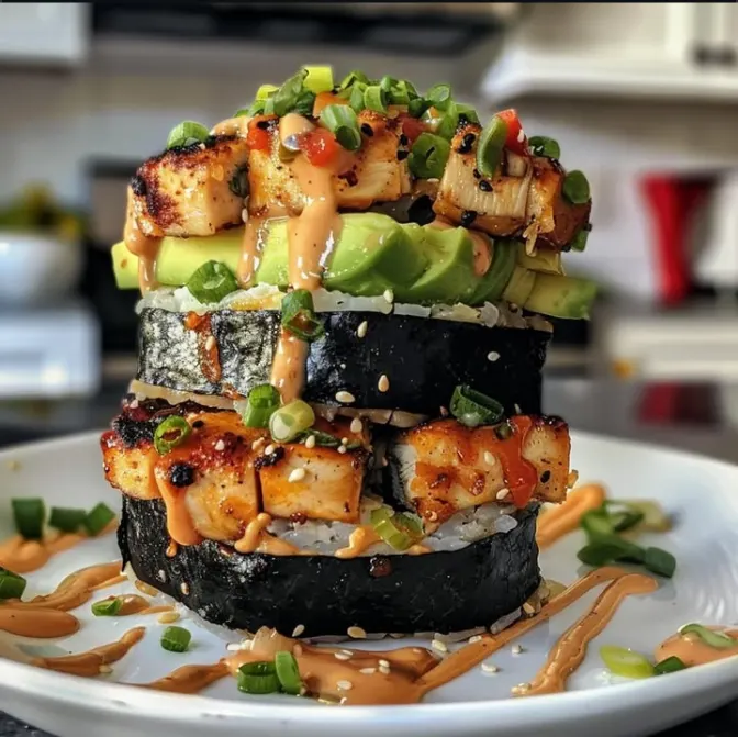 Salmon and Brown Rice Sushi Stack
