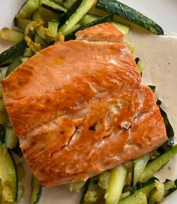 Wild Salmon with Garlic Greens