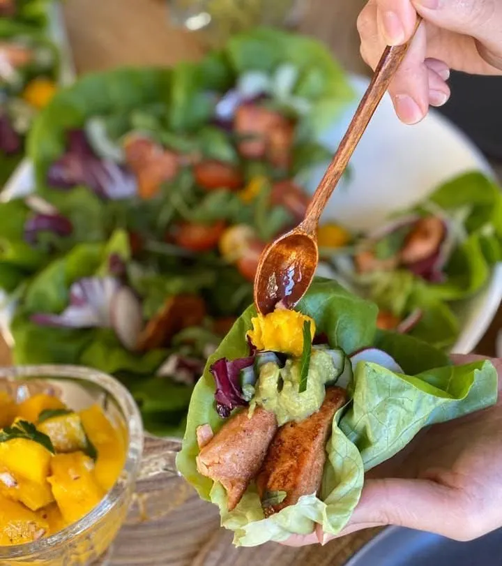 Miso Salmon Lettuce Wraps