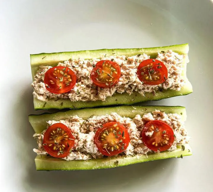 Tuna Salad Cucumber Boats