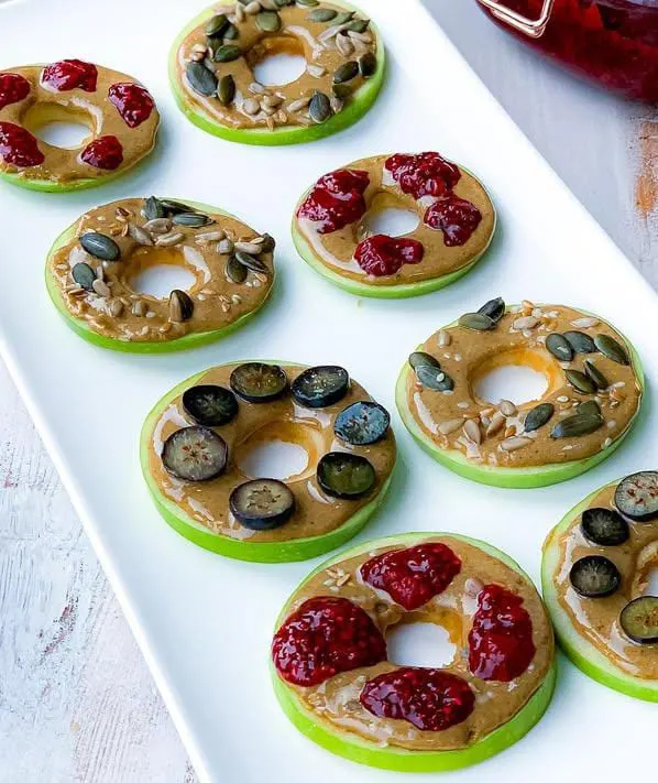 Apple Slices with Peanut Butter and Hemp Seeds