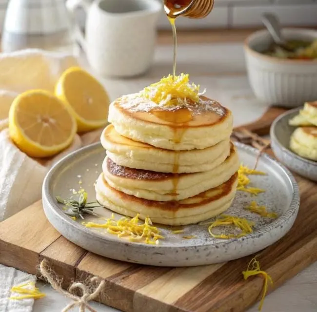 Lemon Honey Ricotta Pancakes