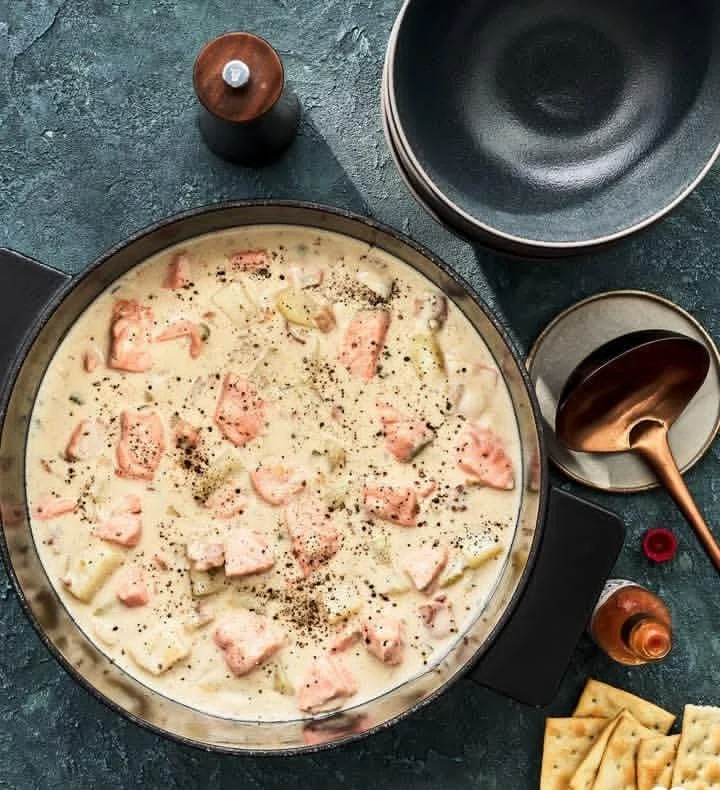 Enjoying Salmon Chowder