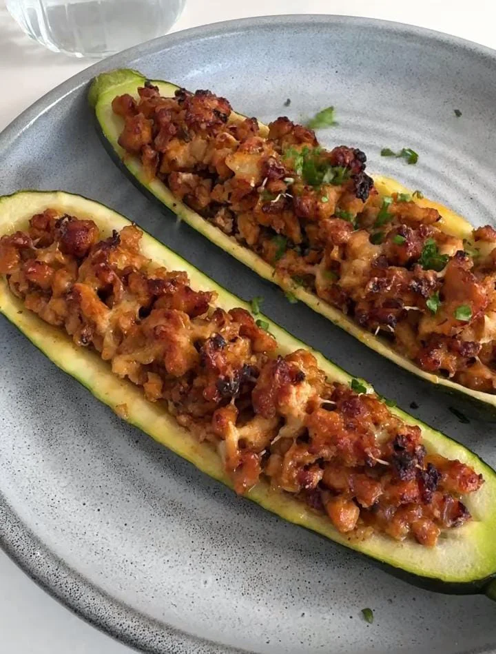 Ground Beef and Quinoa Stuffed Zucchini Boats
