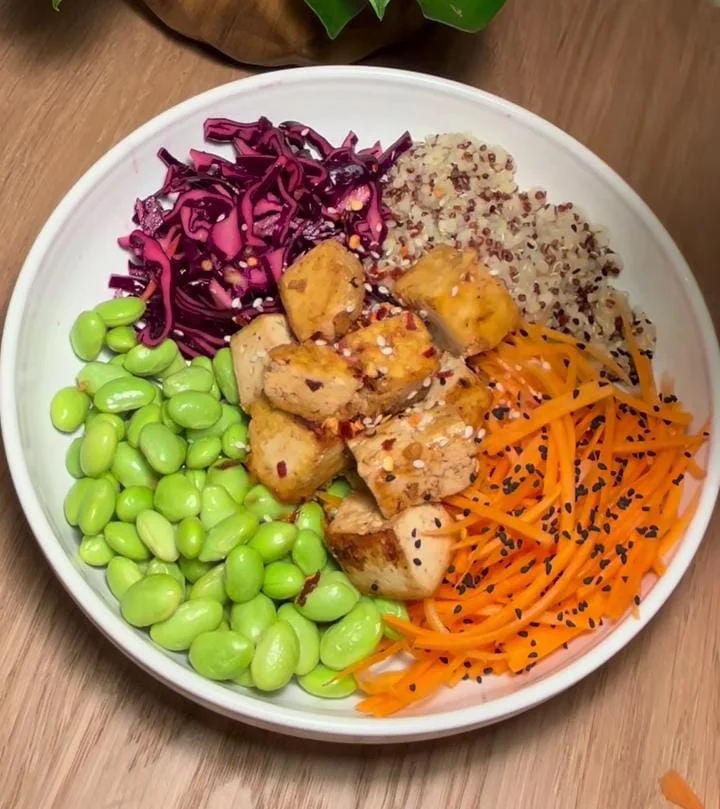 Tofu Buddha Bowl with Maple-Tahini Dressing