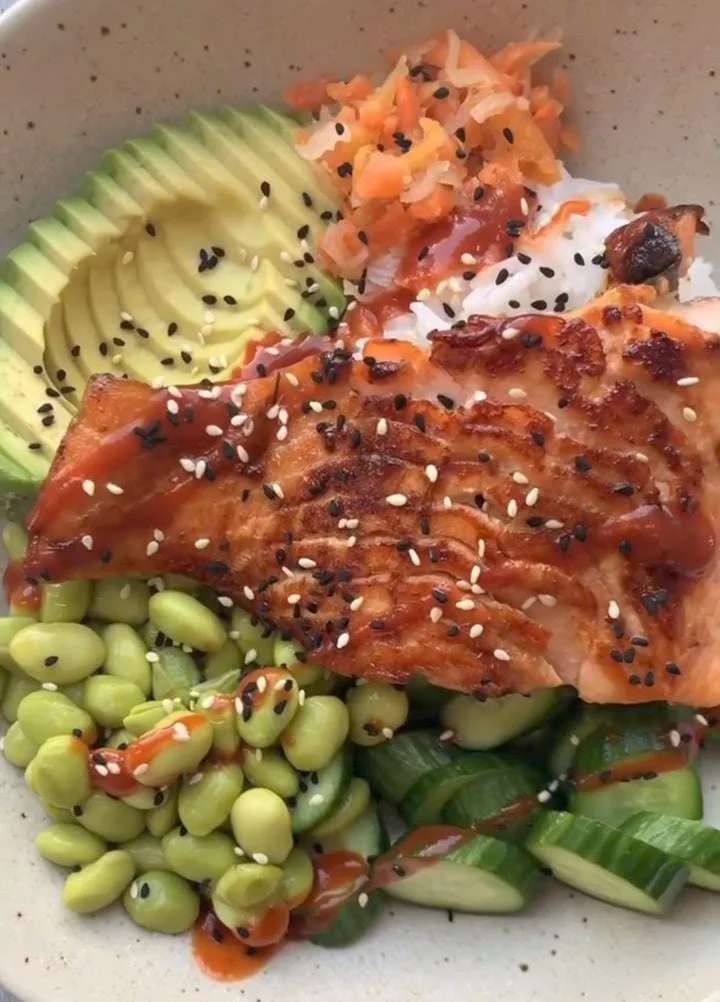 Salmon and Cucumber Yogurt Bowl