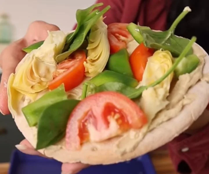 Mediterranean Veggie and Hummus Pizza Topping