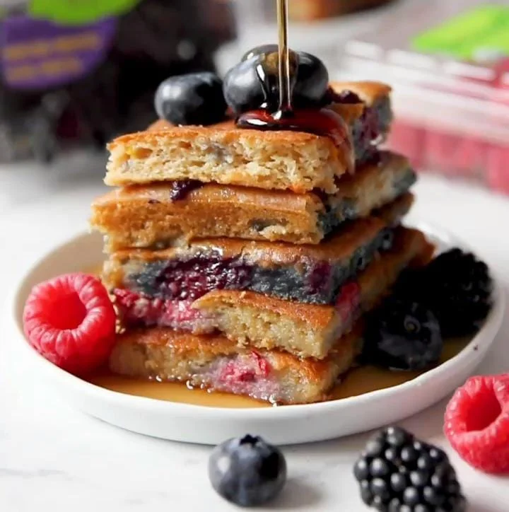 Mixed Berry Yogurt Sheet Pan Pancakes