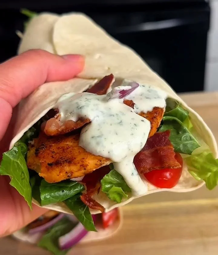 Mediterranean Hummus Chicken Wrap