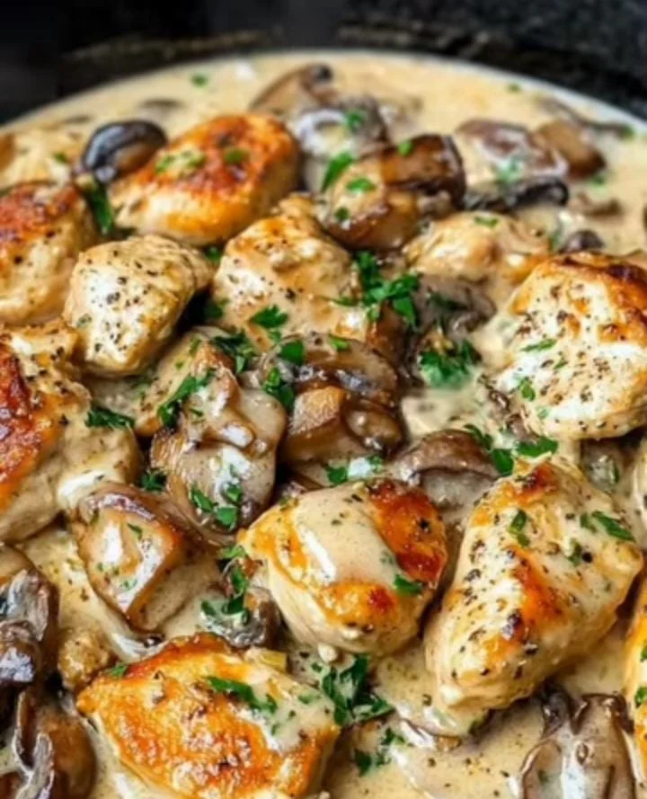 Creamy Mushroom Diced Chicken