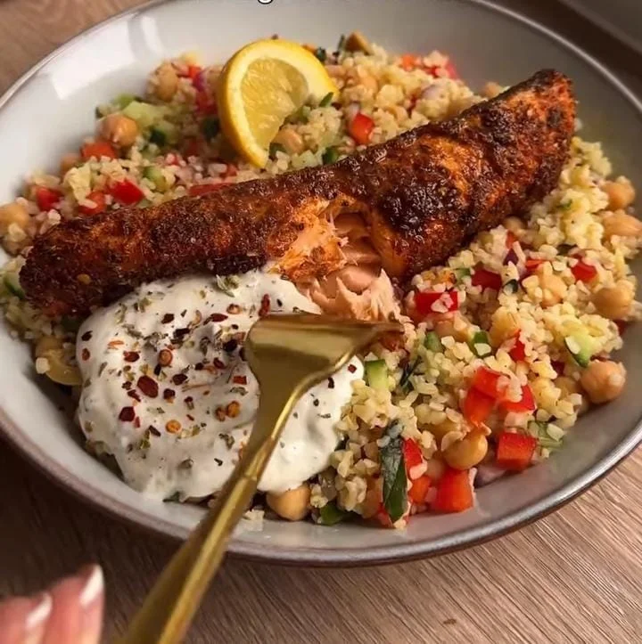 Greek Yogurt Marinated Mediterranean Salmon