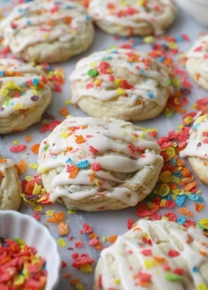 Fruity Pebbles White Chocolate Chunk Cookies
