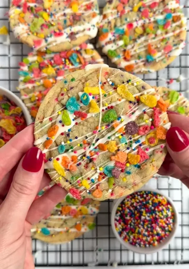 Fruity Pebbles Crinkle Cookies