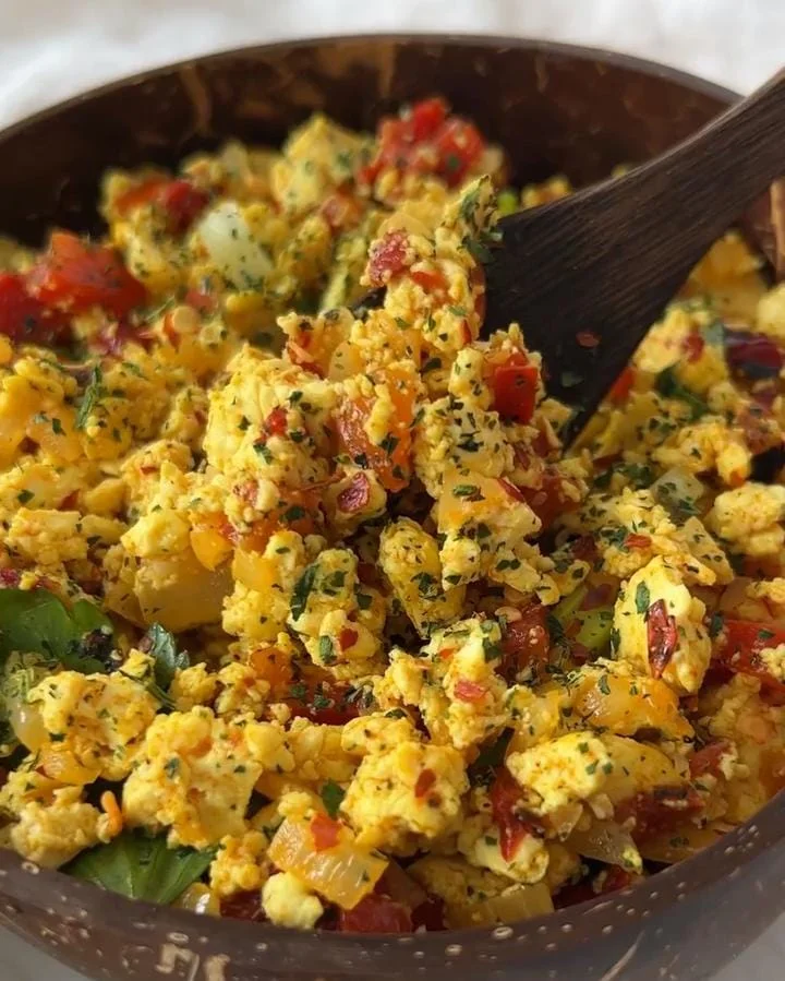 Savory Tofu Spinach Breakfast Scramble