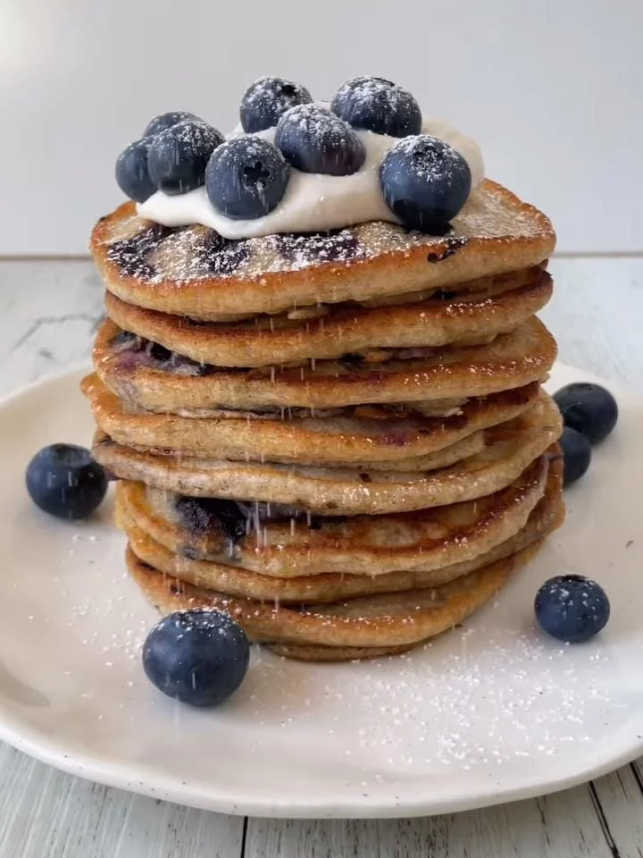 Fluffy Blueberry Oat Pancakes