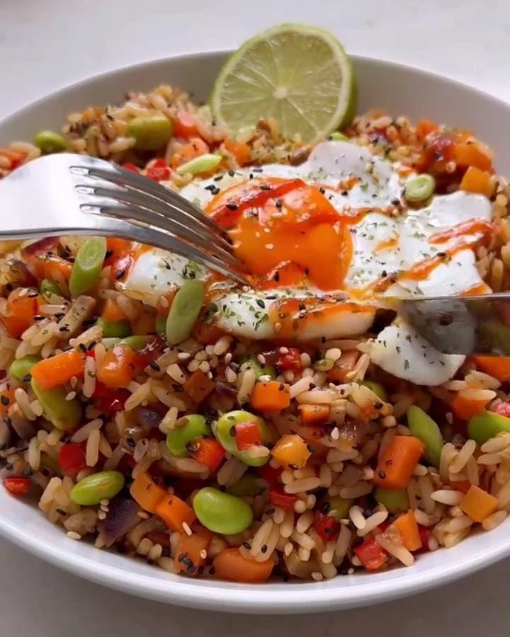 Asian-Inspired Rainbow Veggie Rice Bowl