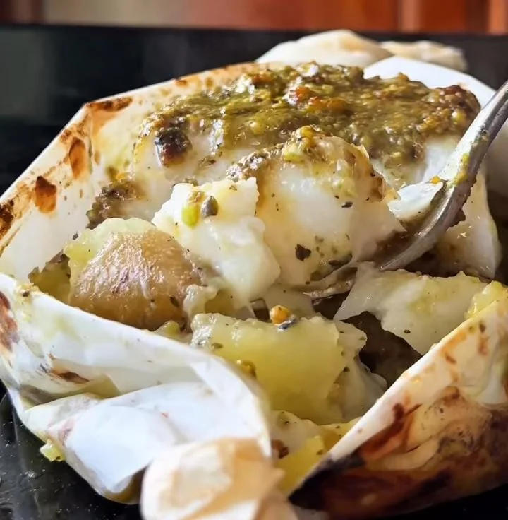 Pesto Crusted Baked Tilapia