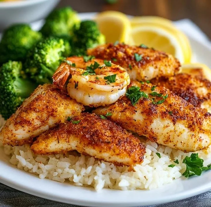 Spicy Cajun Baked Catfish with Yogurt Drizzle