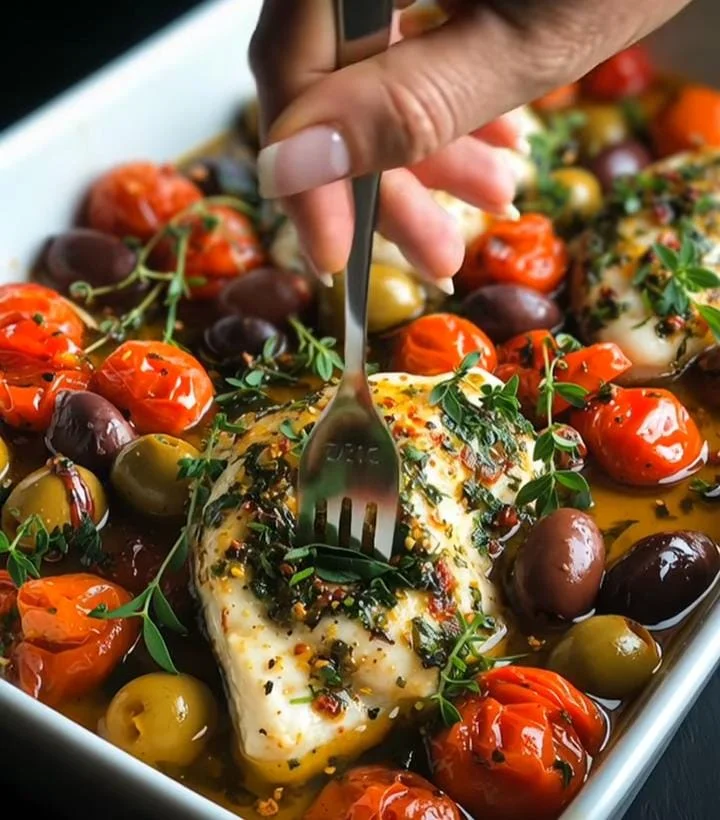 Mediterranean Baked Catfish with Tomatoes and Olives
