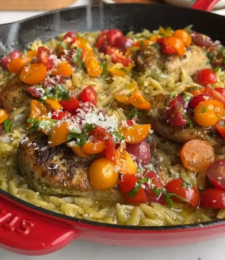 Creamy Lemon Basil Chicken Orzo