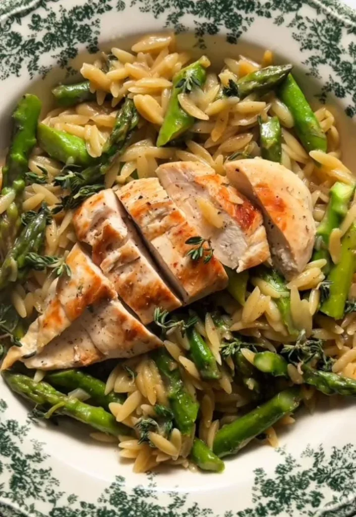 Chicken Orzo with Lemon and Asparagus