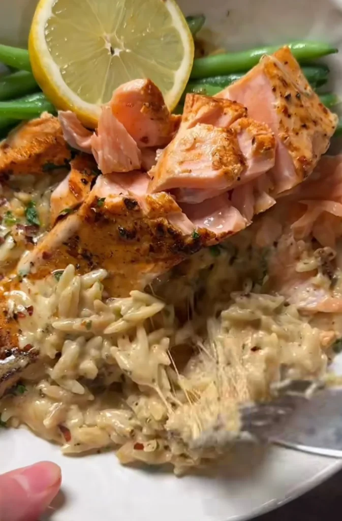  Lemon Herb Salmon with Orzo