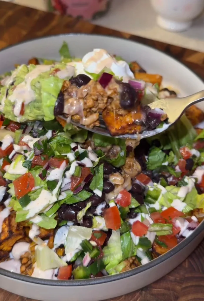 Roasted Sweet Potato Taco Salad Bowl