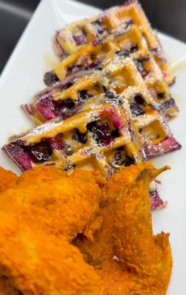 Blueberry Sourdough Waffles