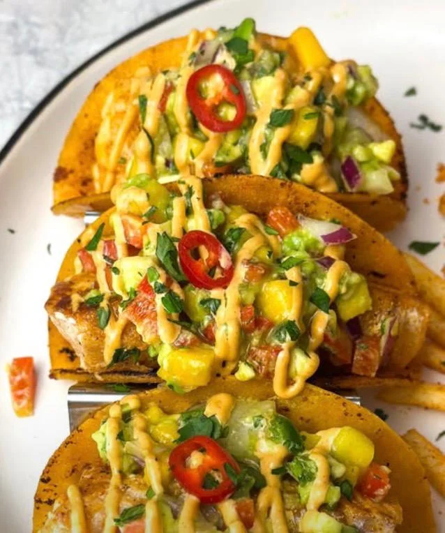 Tropical Grilled Fish Tacos with Mango Slaw