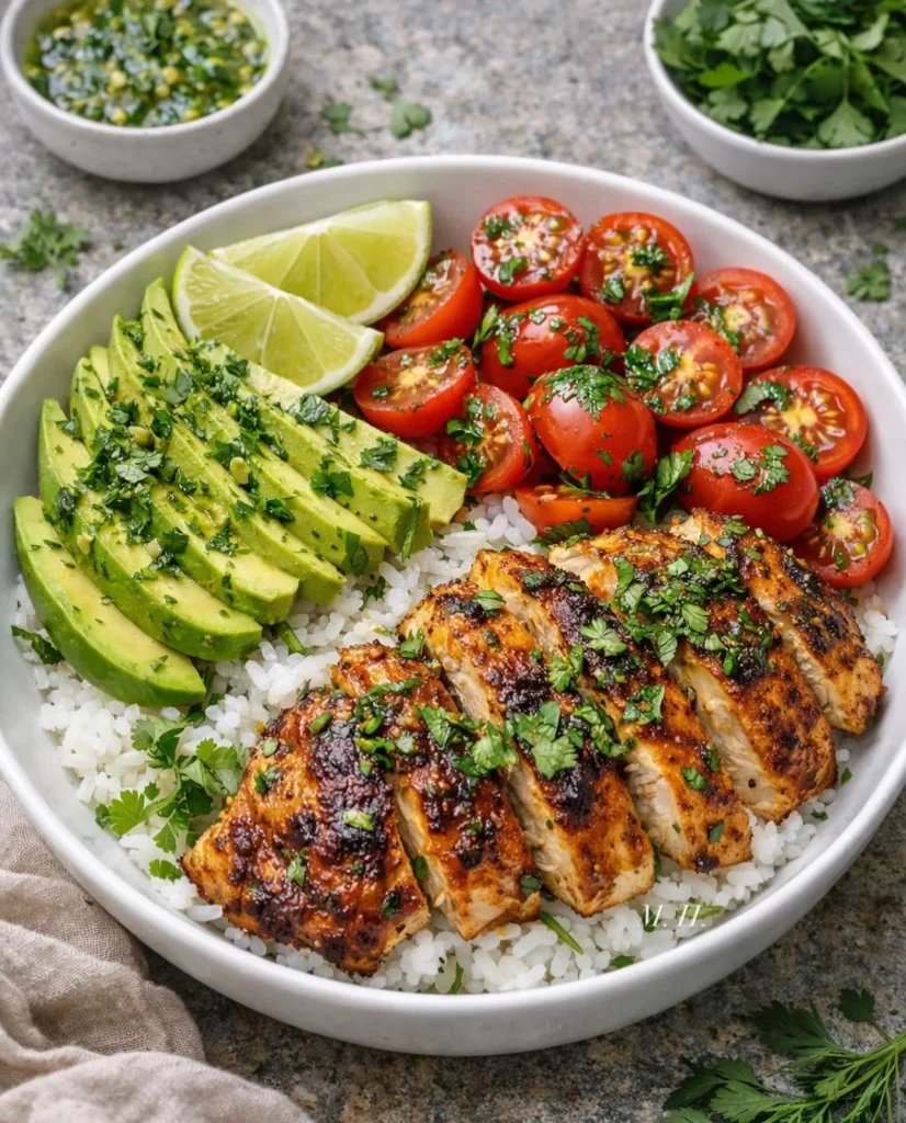 Garlic Lemon Chicken Power Bowl | Clean Eating Dinner