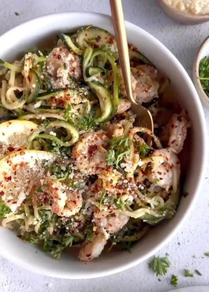 Zucchini Noodle Shrimp Bowl