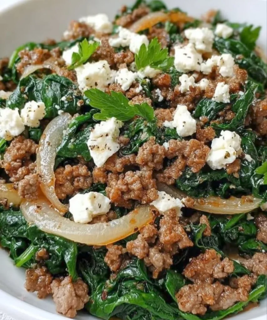Shaved Beef and Spinach Skillet