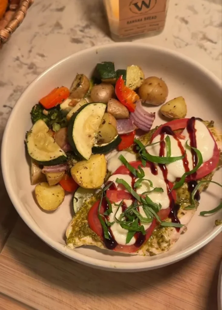 Pesto Chicken with Roasted Veggies