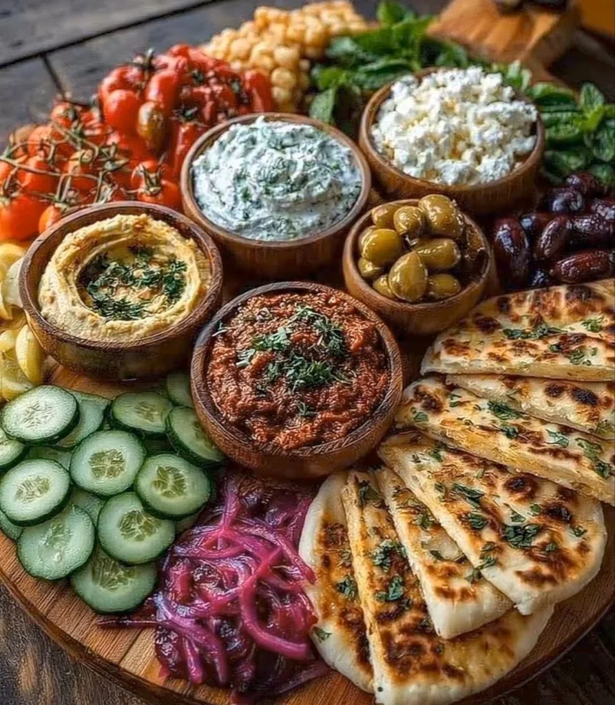Mediterranean Hummus and Pita Plate