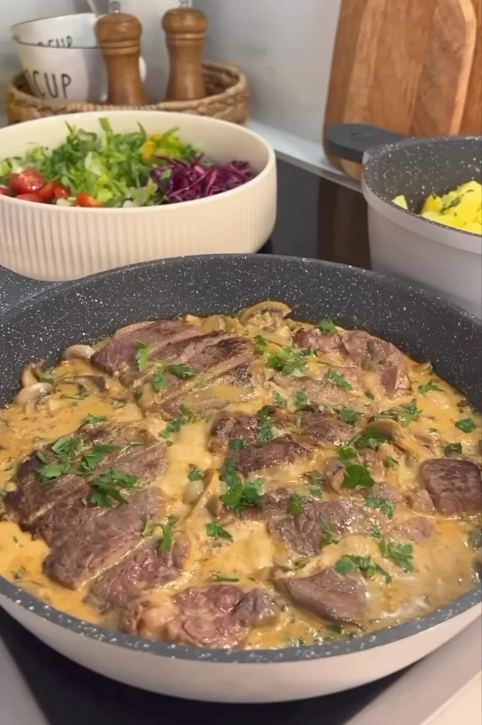 Mushroom and Shaved Beef Sauté