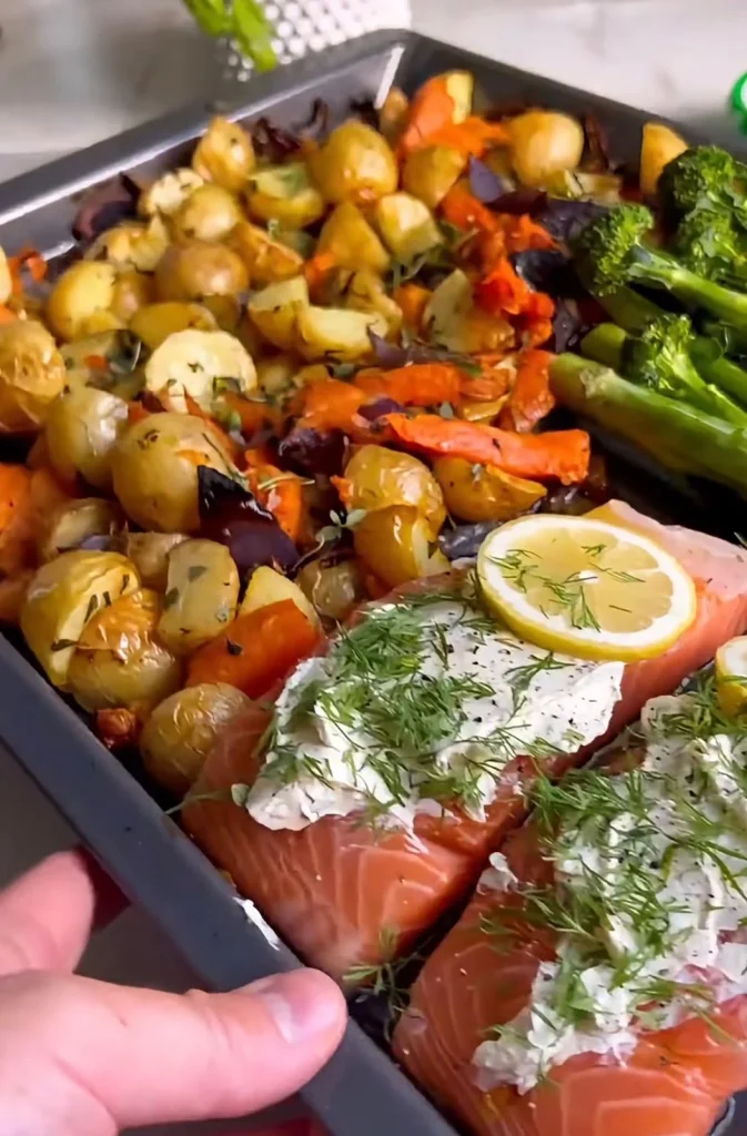 Baked Salmon and Sweet Potato
