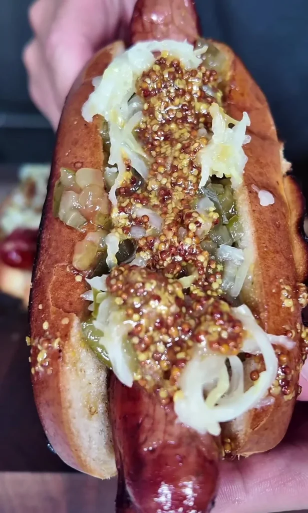 Grilled Bratwurst with Mustard Glaze