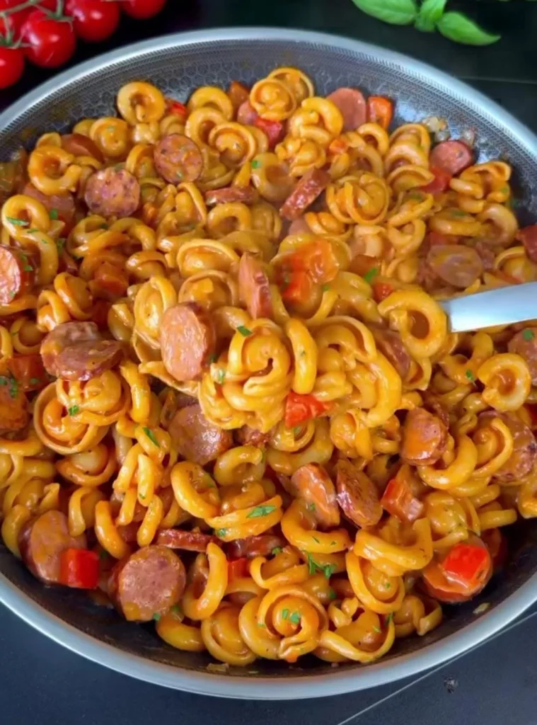 Creamy Bratwurst Pasta Skillet