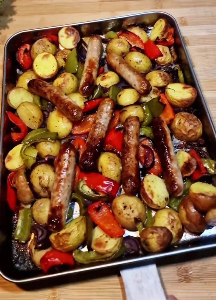 Oven Baked Bratwurst with Vegetables