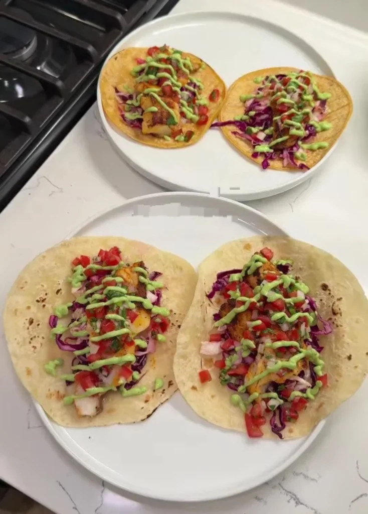 Lemon Garlic Halibut Tacos