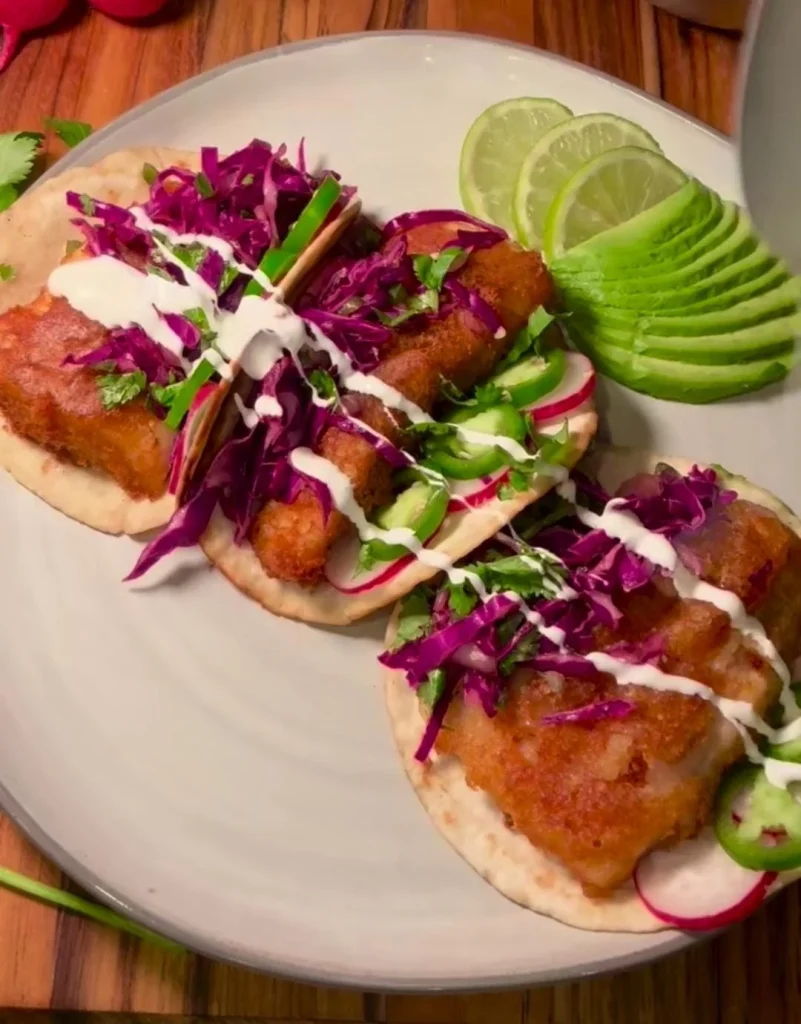 Greek Style Halibut Tacos