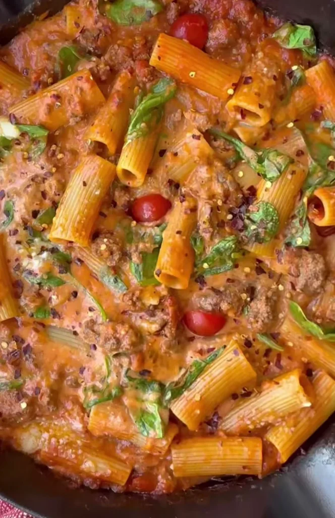 Tomato Basil Beef Pasta