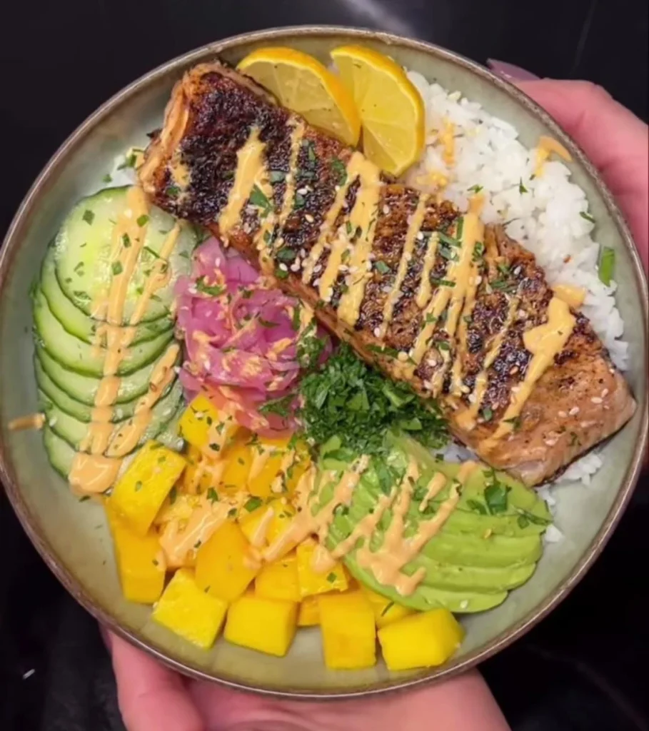 Lemon Garlic Salmon Bowl