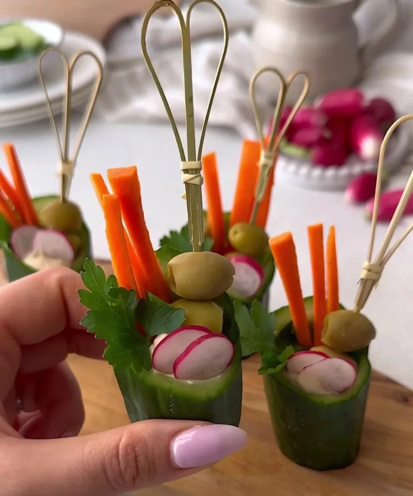 Cucumber Hummus Bite