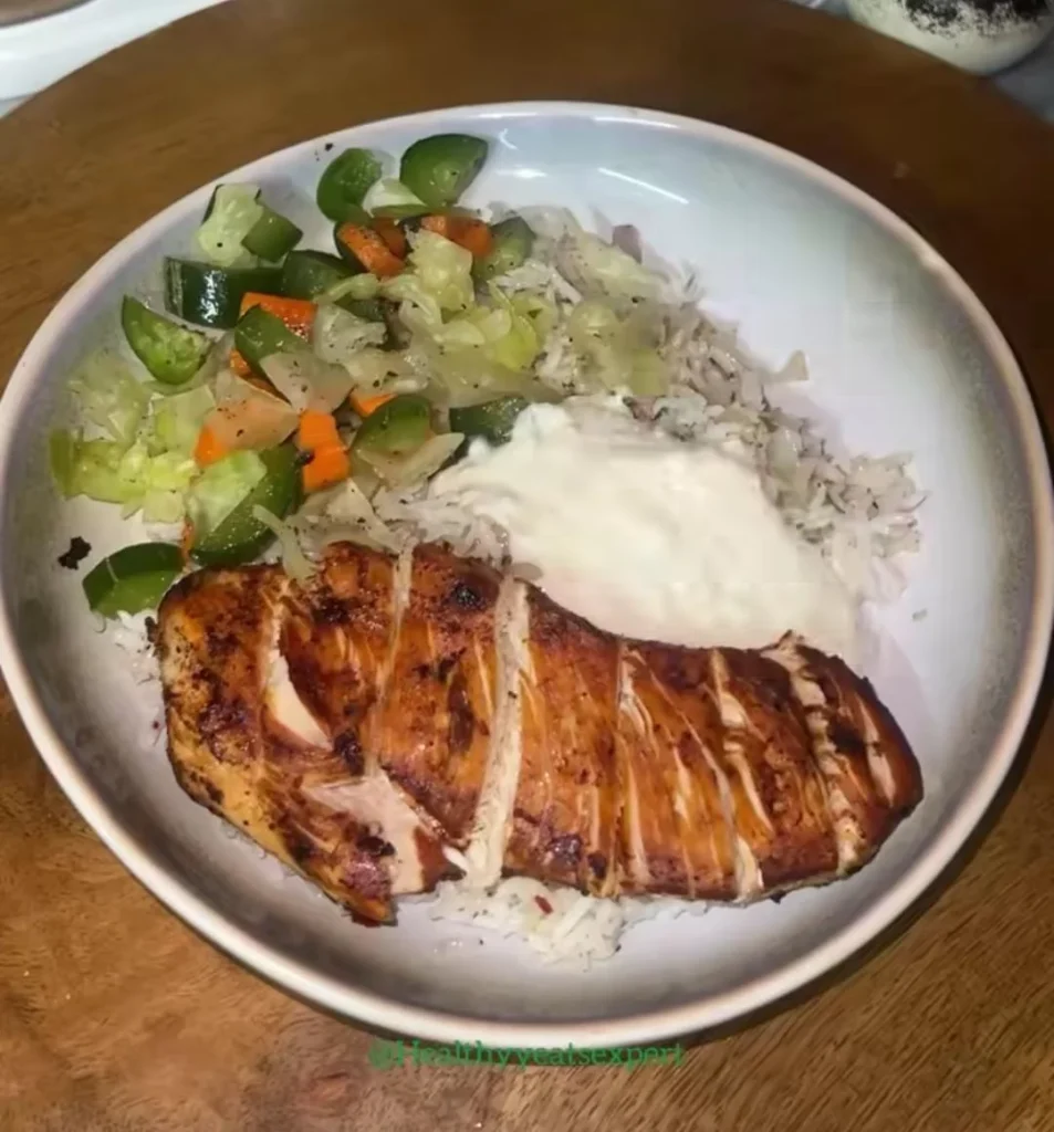 Garlic Chicken and Rice Plate
