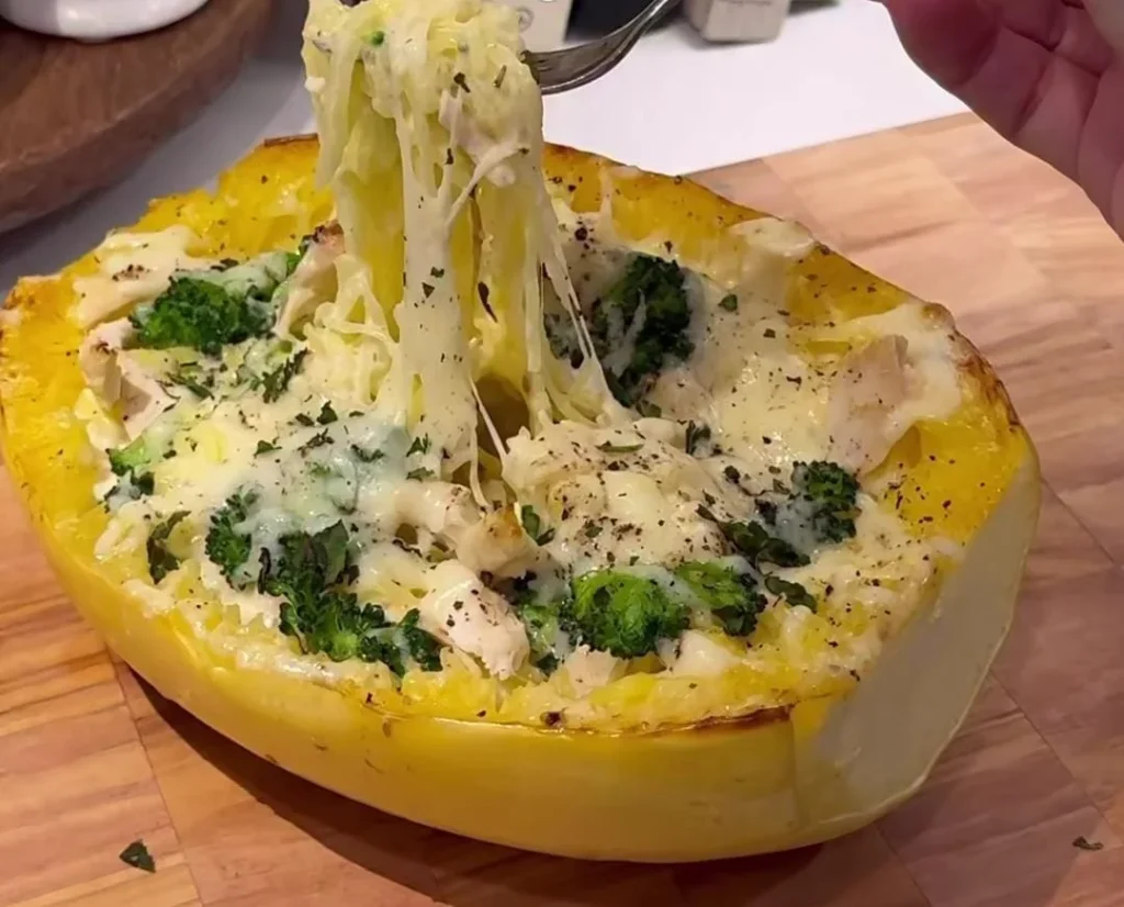 Cheesy Broccoli Spaghetti Squash Bake