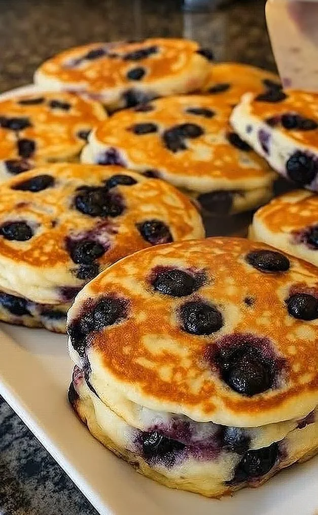 Blueberry Cottage Cheese Pancakes