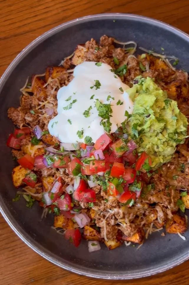 Garnish and Serve | Loaded Taco Potato Bowl Recipe